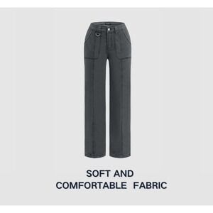 Flamingals Women's Gray Utility Pants Cargo Style Size Medium